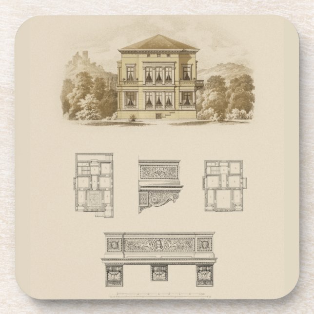 Design for an Estate with Interior Plans Beverage Coaster (Front)