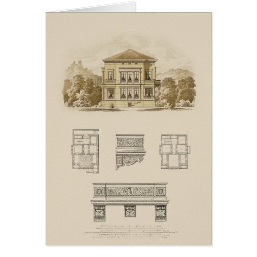 Design for an Estate with Interior Plans Cards (Front)