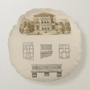 Design for an Estate with Interior Plans Round Pillow