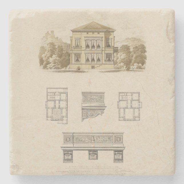 Design for an Estate with Interior Plans Stone Coaster (Front)