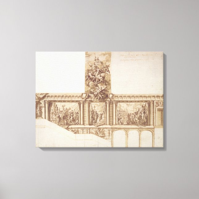 Design for Ceiling Walls and Staircase (pen, brown Canvas Print (Front)