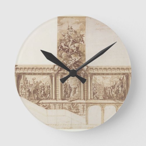 Design for Ceiling Walls and Staircase pen brown Round Clock