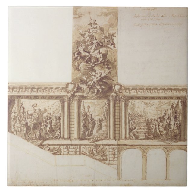 Design for Ceiling Walls and Staircase (pen, brown Tile (Front)