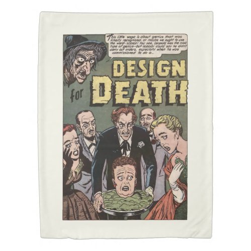 Design for Death Vintage Horror Comics Panel Duvet Cover