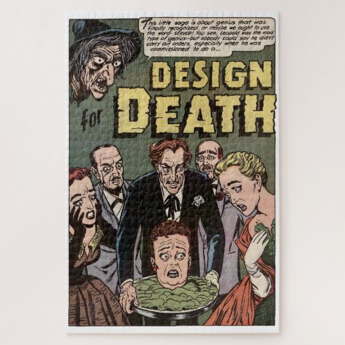 Design for Death Vintage Horror Comics Panel Jigsaw Puzzle