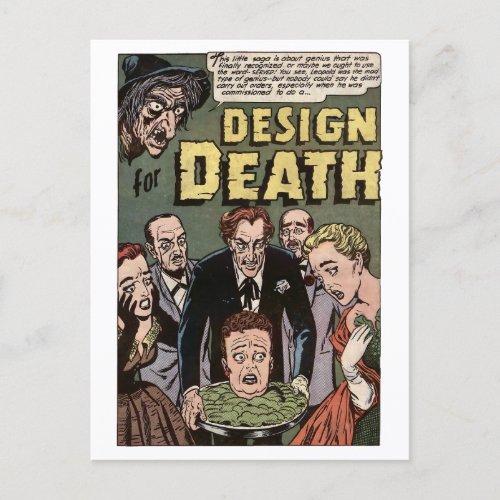 Design for Death Vintage Horror Comics Panel Postcard