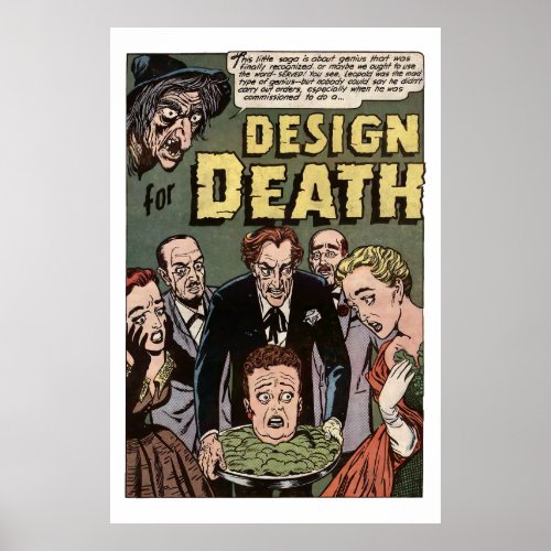 Design for Death Vintage Horror Comics Panel Poster