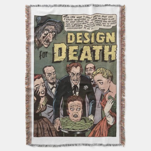 Design for Death Vintage Horror Comics Panel Throw Blanket