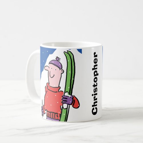 Design for the Skiing Enthusiast to Personalise Coffee Mug