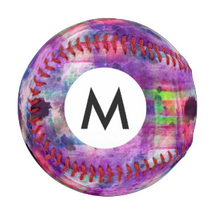 Design green, purple texture watercolor baseball