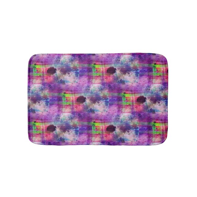 Design green, purple texture watercolor bathroom mat (Front)