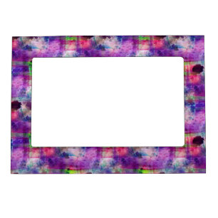 Design green, purple texture watercolor magnetic photo frame