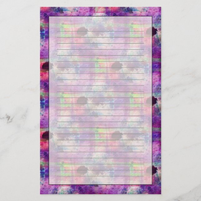Design green, purple texture watercolor stationery (Front)