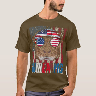 Design Guinea Pig Vintage Arts American Flag Cute T-Shirt