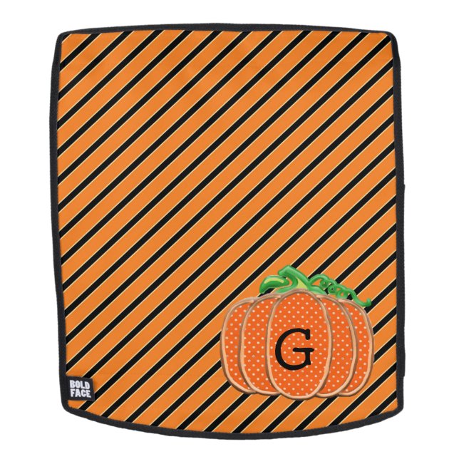 Design Halloween Monogram Pumpkin Backpack (Removable Face)