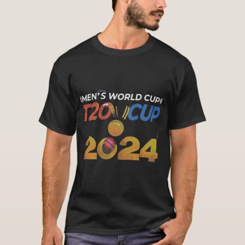 Design ICC MENS T20 WORLD CUP 2024 black mens  T_Shirt