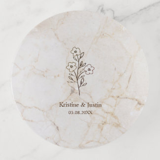 Design in Faux Marble in Brown for Wedding Bands Trinket Tray