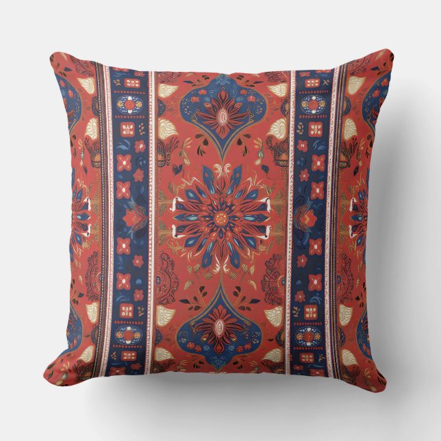 Design inspired by the Serbian Pirot carpet 2 Throw Pillow (Front)