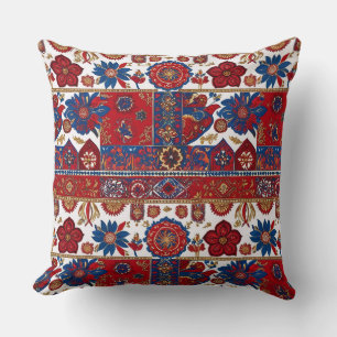 Design inspired by the Serbian Pirot carpet 3 Throw Pillow
