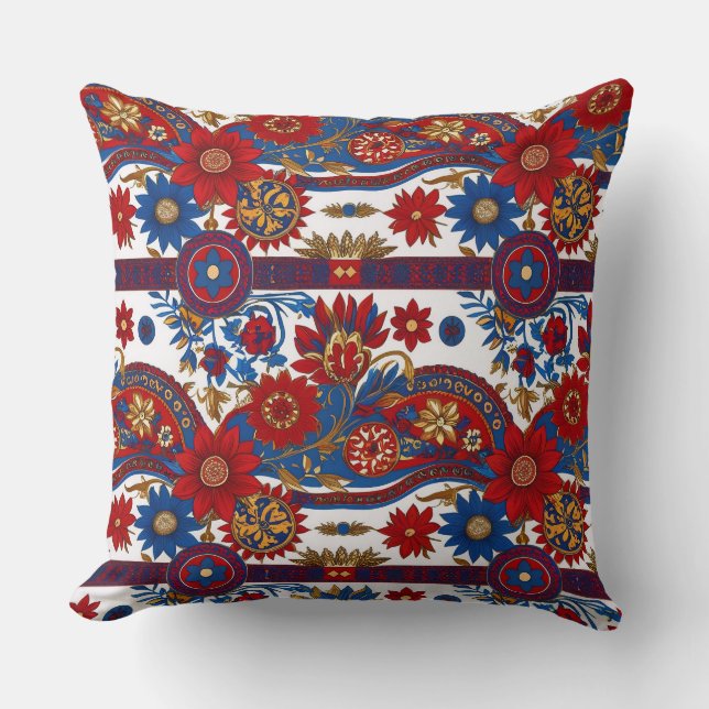 Design inspired by the Serbian Pirot carpet 8 Throw Pillow (Front)