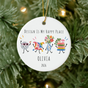 Design Is My Happy Place Personalized Ornament
