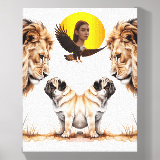 design moon women lion and dog canvas photo tile