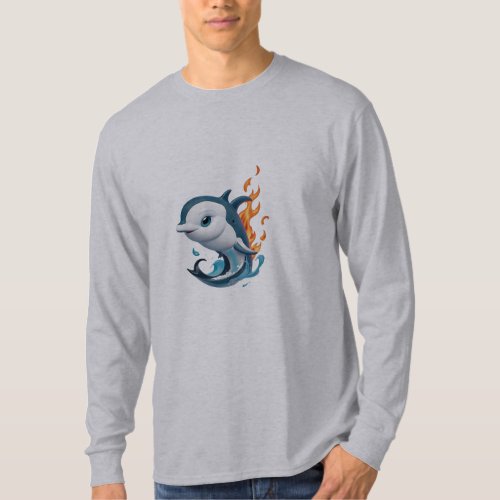 Design of a dolphin jumping out of the water  T_Shirt