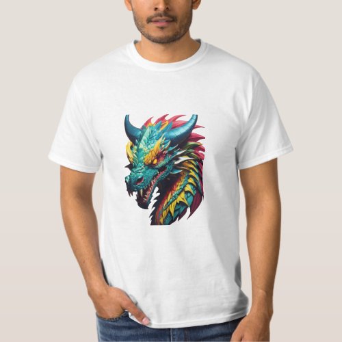  design of a FEROCIOUS  OMINOUS DRAGON HEAD T_Shirt