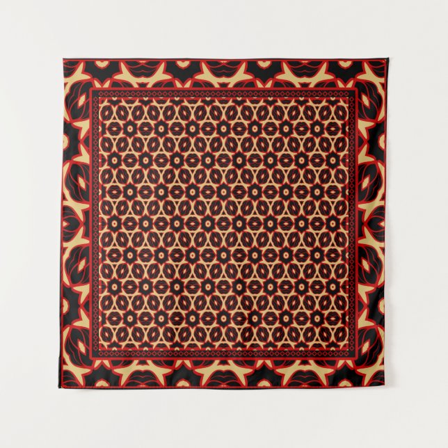 Design of a Geometric Flower Pattern. Vintageabstr Tapestry (Front)