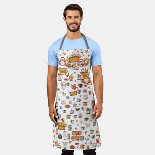 Design Of Beautiful Glasses Teapots Cups  More  Apron