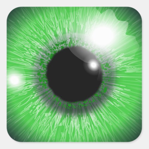 Design of green eyes square sticker