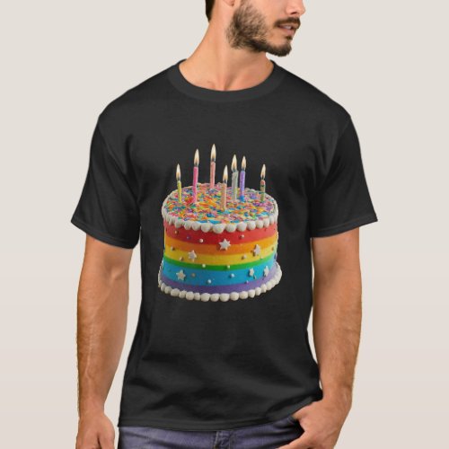 Design of happy birthday cake T_Shirt
