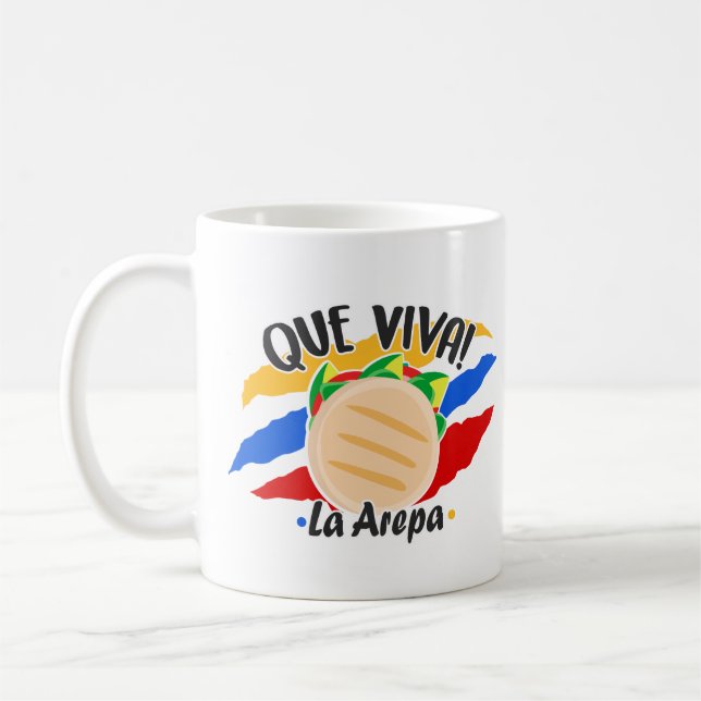DESIGN OF TAZA VIVA THE VENEZUELAN AREPA COFFEE MUG (Left)
