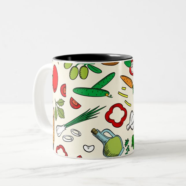 Design of Vegetables  Two-Tone Coffee Mug (Front Left)
