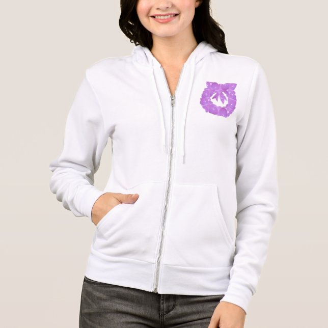 Design on Pocket : Women's Fleece Raglan Zip Hoodi Hoodie (Front)