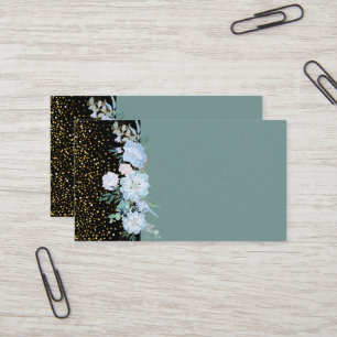 Design Own Blue Floral Business or Event Stationer Business Card
