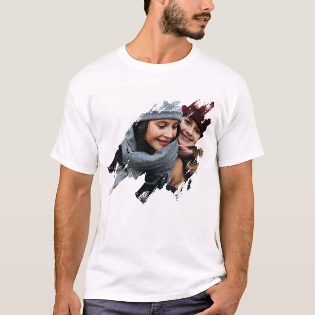 Design Own Custom Phtoto Brush Stroke Hor. Picture T-Shirt (Front)