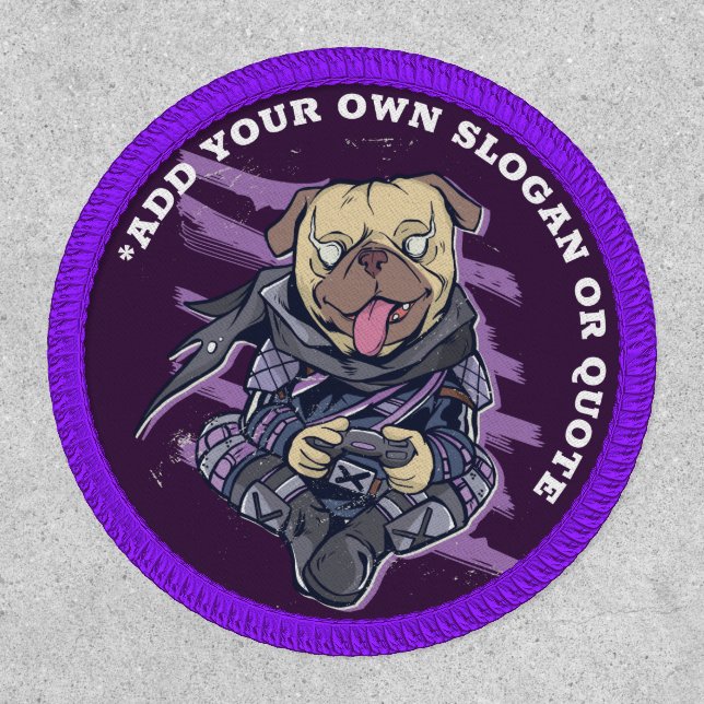 Design Own GAMER GAMING STREAMING MERCH PUG DOG Patch (Front)