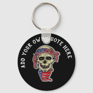 Design Own Gothic Skull American Flag Keychain