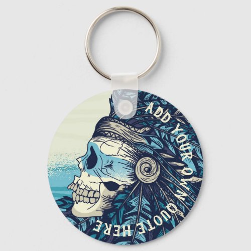 Design Own Gothic Skull Native American Indian Keychain