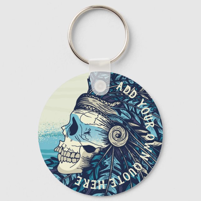 Design Own Gothic Skull Native American Indian Keychain (Front)
