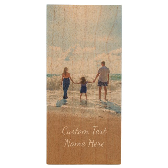 Design Own Photo Wood Flash Drive Custom Text (Back (Vertical))