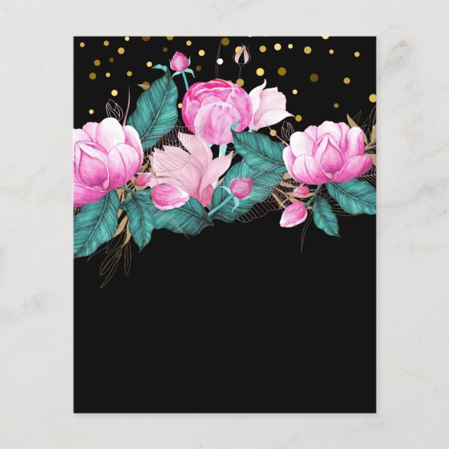 Design Own Pink Floral Event Business Stationery Flyer (Front)