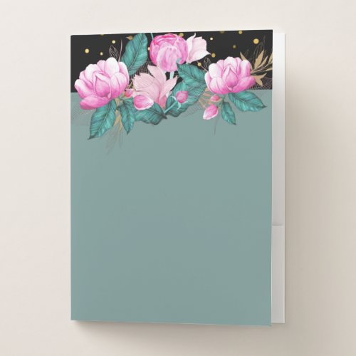Design Own Pink Floral Event Business Stationery Pocket Folder