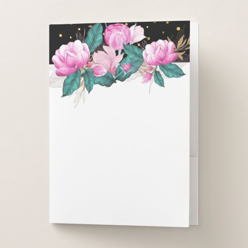 Design Own Pink Floral Event Business Stationery Pocket Folder