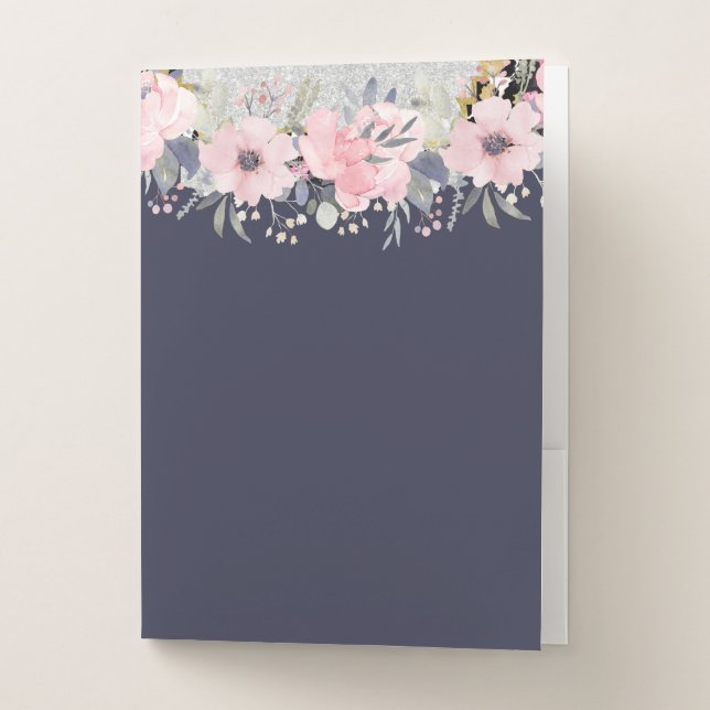 Design Own Pretty Girly Pink Floral Stationery Pocket Folder (Front)