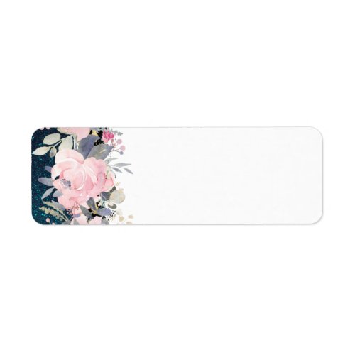 Design Own Stationery Girly Flowers Blue Glitter Label