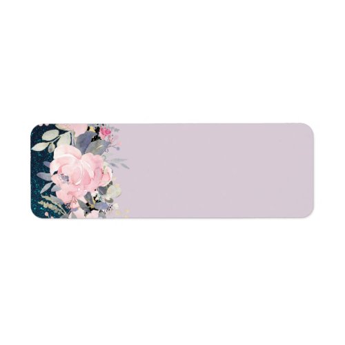 Design Own Stationery Girly Flowers Blue Glitter Label