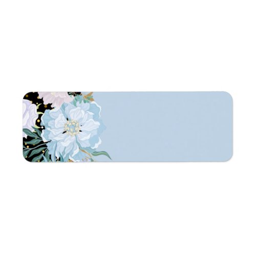 Design Own Trending Girly Stationery Blue Flowers Label