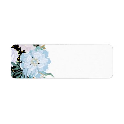Design Own Trending Girly Stationery Blue Flowers Label